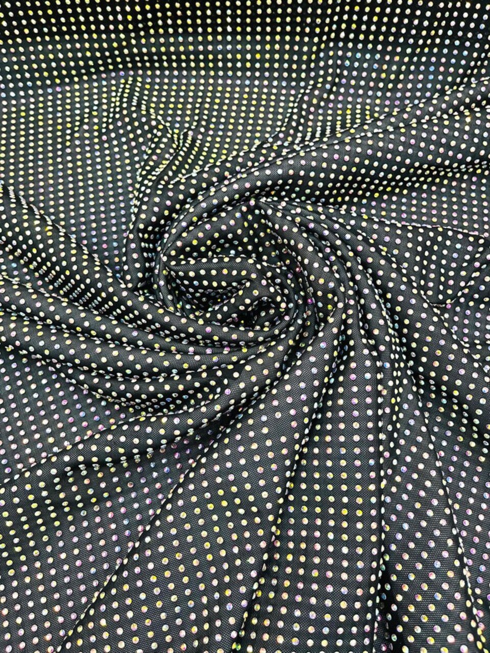 1 Yard Iridescent Rhinestone Stretch Mesh Fabric AB Crystal Power Net For Costumes & Fashion 54” Wide